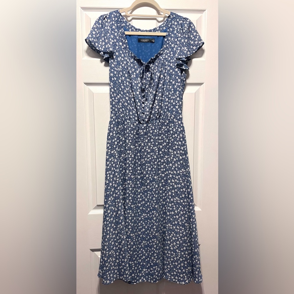 Lauren Ralph Lauren Blue Floral Midi Dress